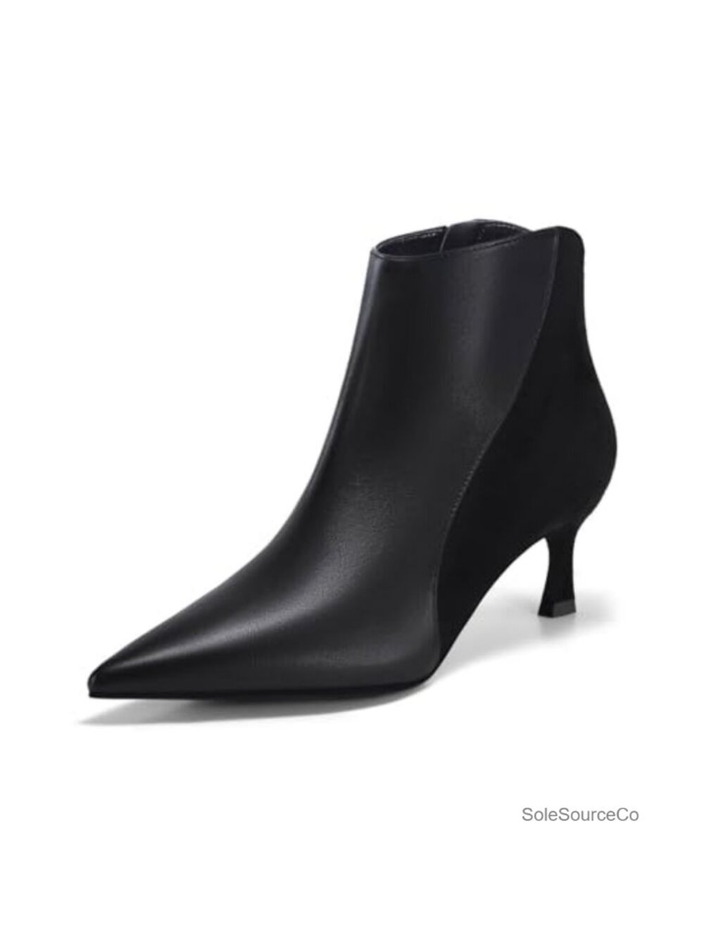 Kitten Heel Ankle Boots Pointed Toe Side Zipper Fall Winter Booties